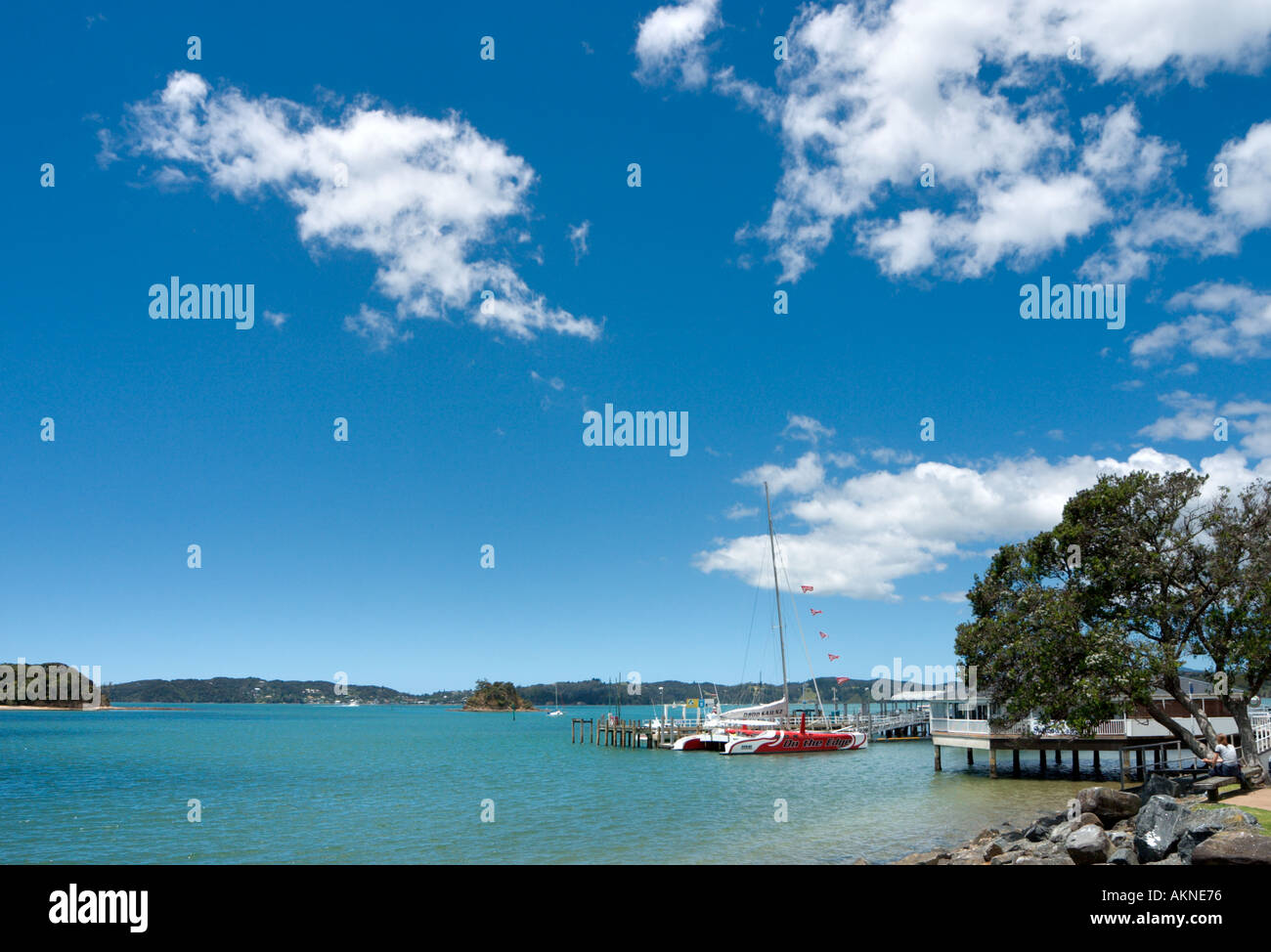 Waterfront a Paihia, Baia delle Isole, Northland e North Island, Nuova Zelanda Foto Stock