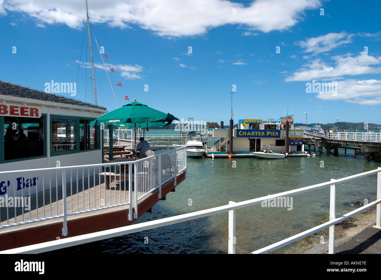 Waterfront a Paihia, Baia delle Isole, Northland e North Island, Nuova Zelanda Foto Stock