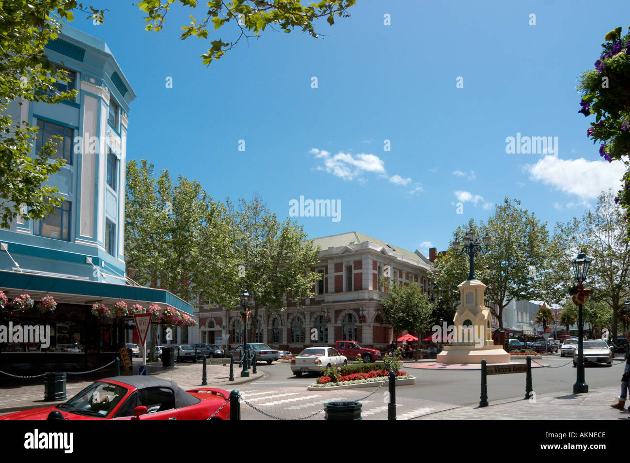 Victora Avenue nel centro della città di Wanganui, Isola del nord, Nuova Zelanda Foto Stock