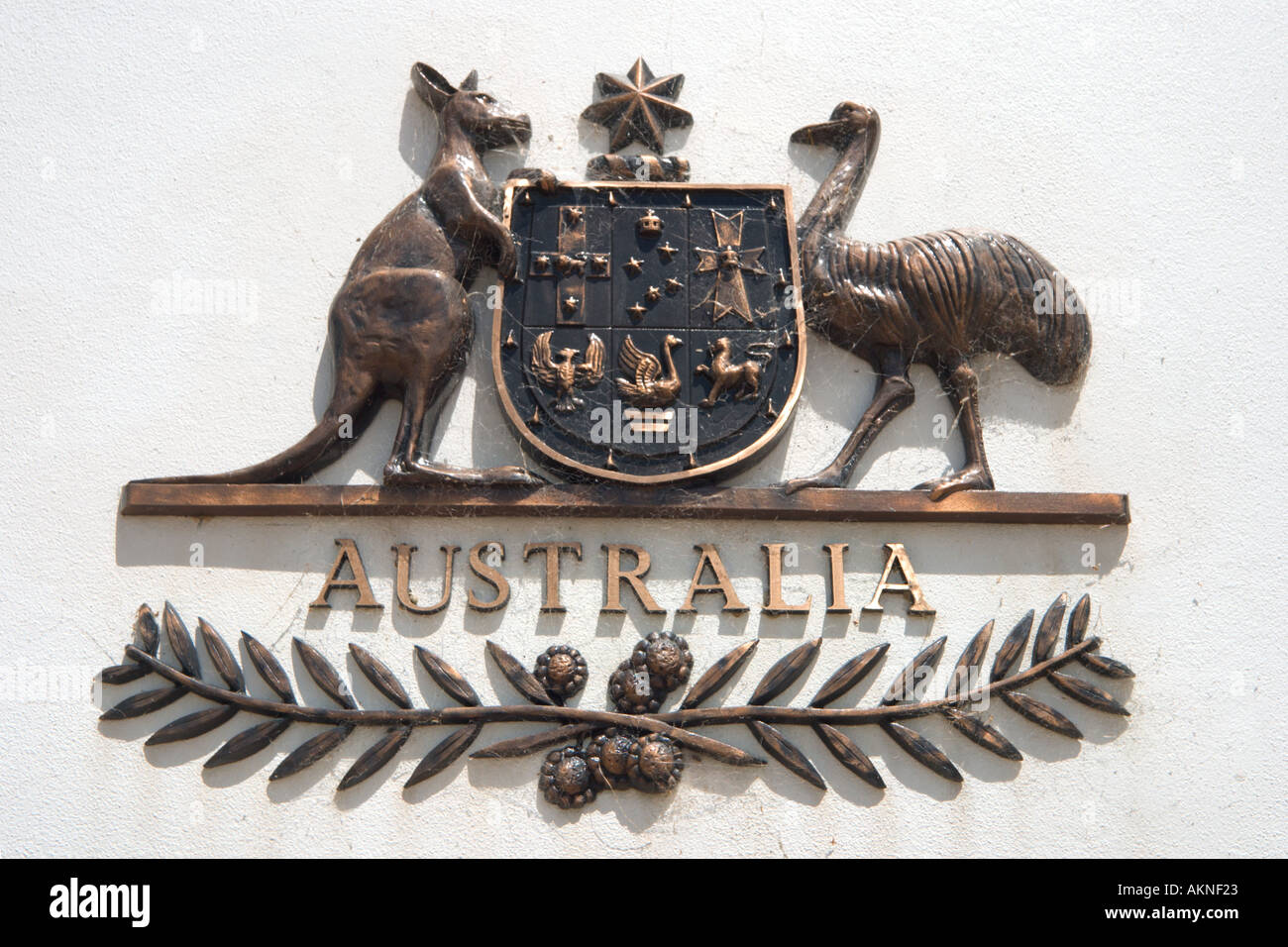 Stemma sul cancello del vecchio edificio del Parlamento, Canberra, Australian Capital Territory, Australia Foto Stock