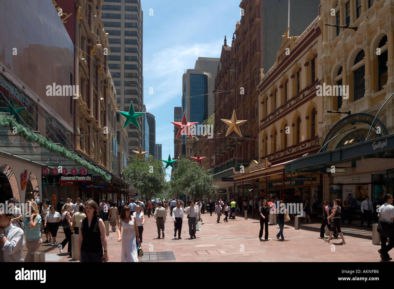 Pitt Street durante lo shopping di Natale periodo di Sydney, Nuovo Galles del Sud, Australia Foto Stock