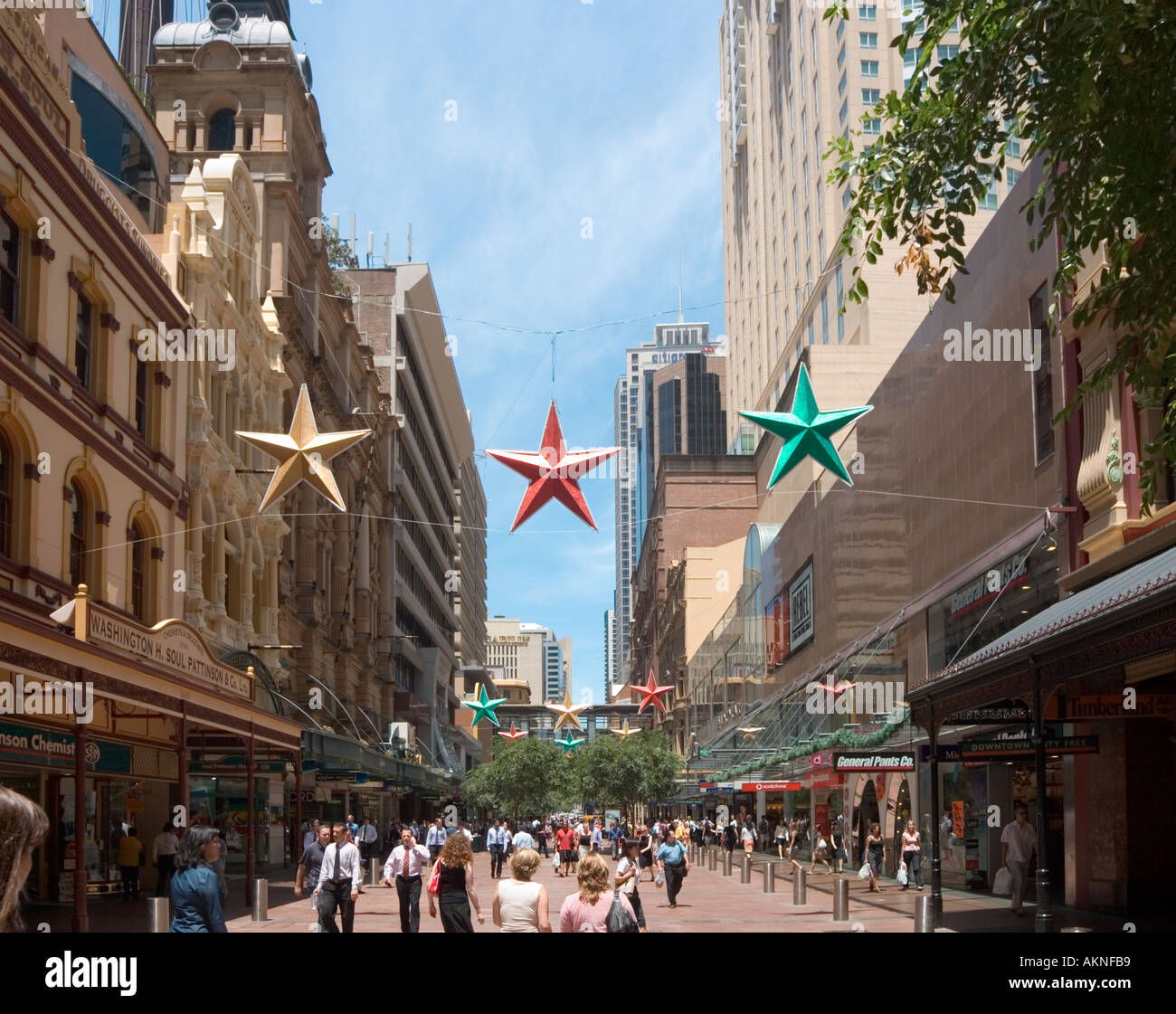 Pitt Street durante lo shopping di Natale periodo di Sydney, Nuovo Galles del Sud, Australia Foto Stock