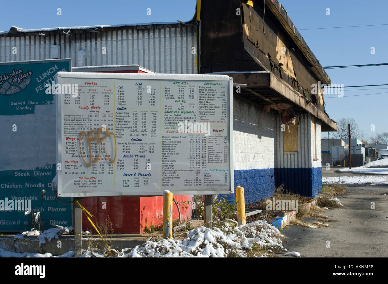 Abbandonato un ristorante fast food in Flint Michigan STATI UNITI Foto Stock