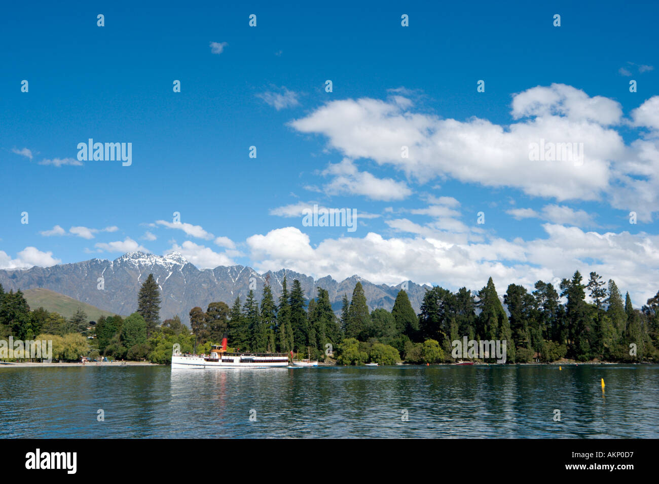 Il piroscafo SS Earnslaw sul lago Wakatipu, Queenstown, Isola del Sud, Nuova Zelanda Foto Stock