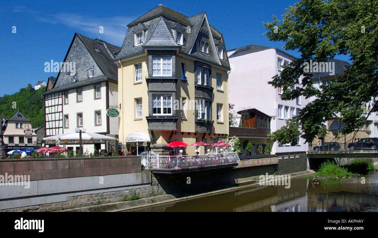 Partie am Hahnenbach, Buergerhaeuser, Kirn, Nahe, Renania-Palatinato Foto Stock