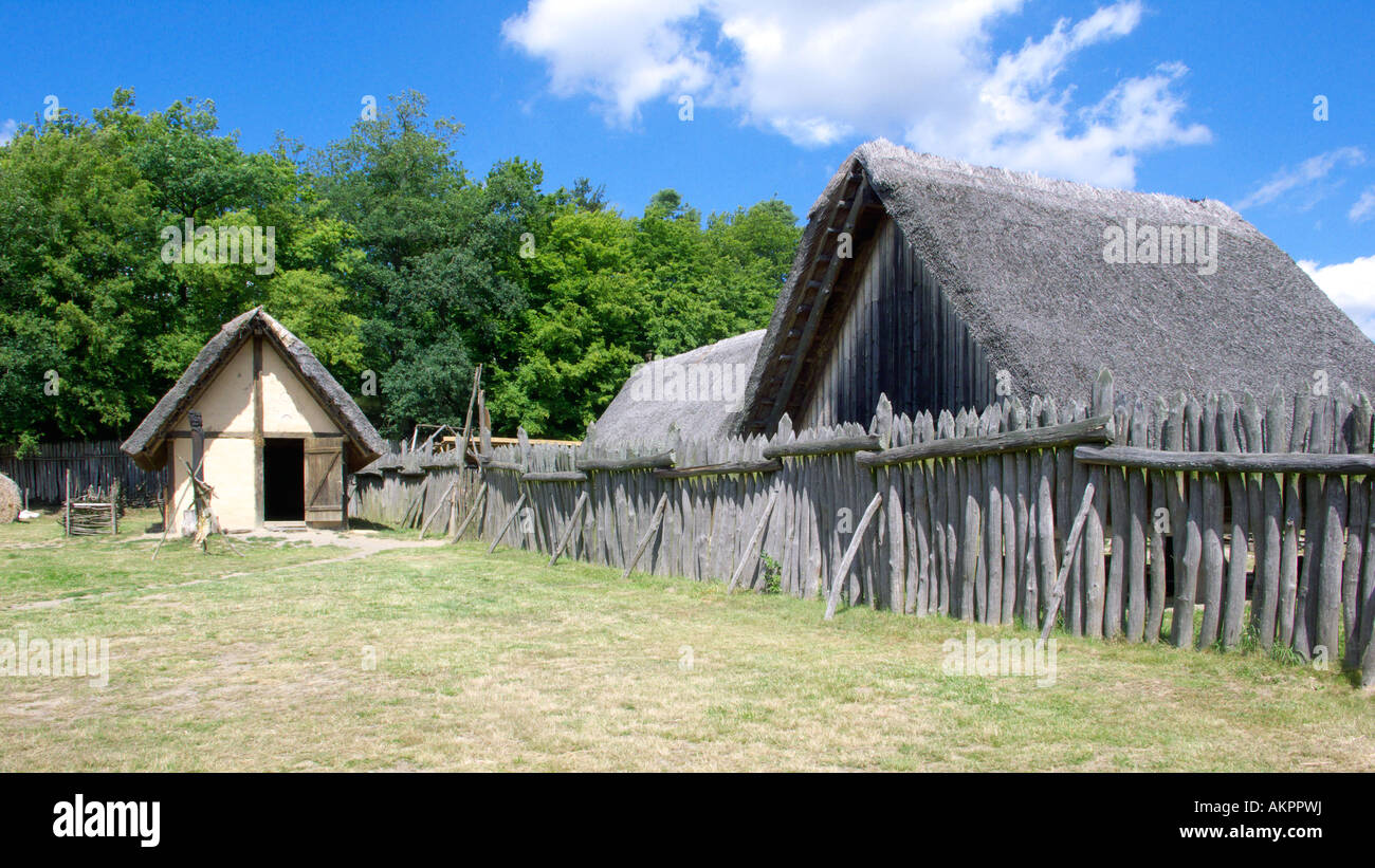 Keltensiedlung Altburg, Fruehgeschichte, Eisenzeit, Freilichtmuseum, Bundenbach, Hahnenbachtal, Hunsrueck, Renania-Palatinato Foto Stock