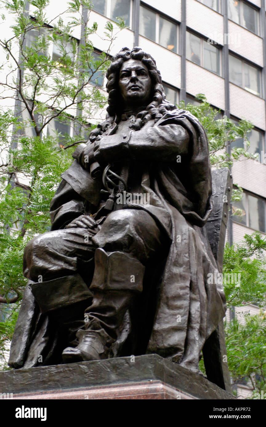 Statua di Abraham de Peyster ex governatore di New York in Hanover Square Foto Stock