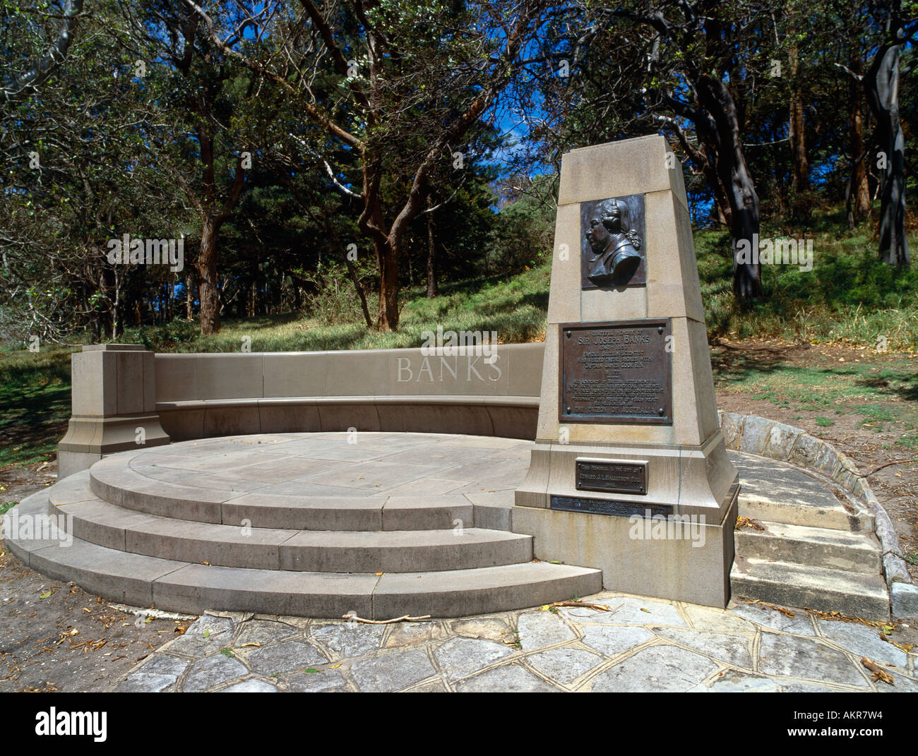 Sydney NSW Australia Botany Bay Memorial a Sir Joseph Banks Scienziato britannico che ha atterrato con la Captain Cook nel 1770 Foto Stock