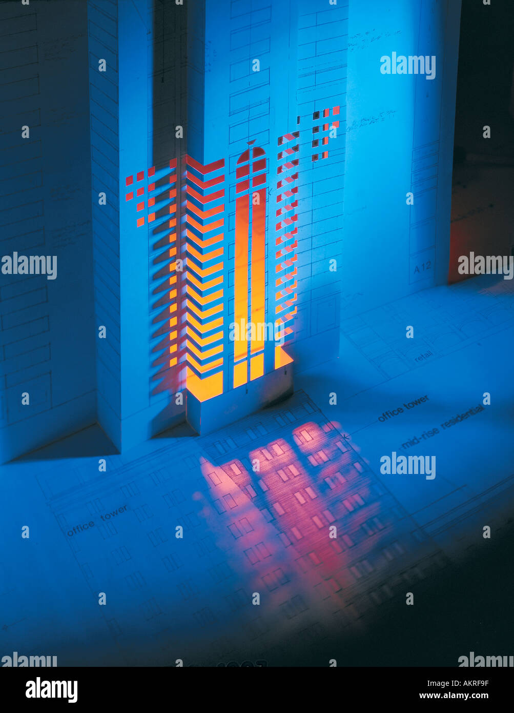 Modello architettonico realizzato da blueprint Foto Stock