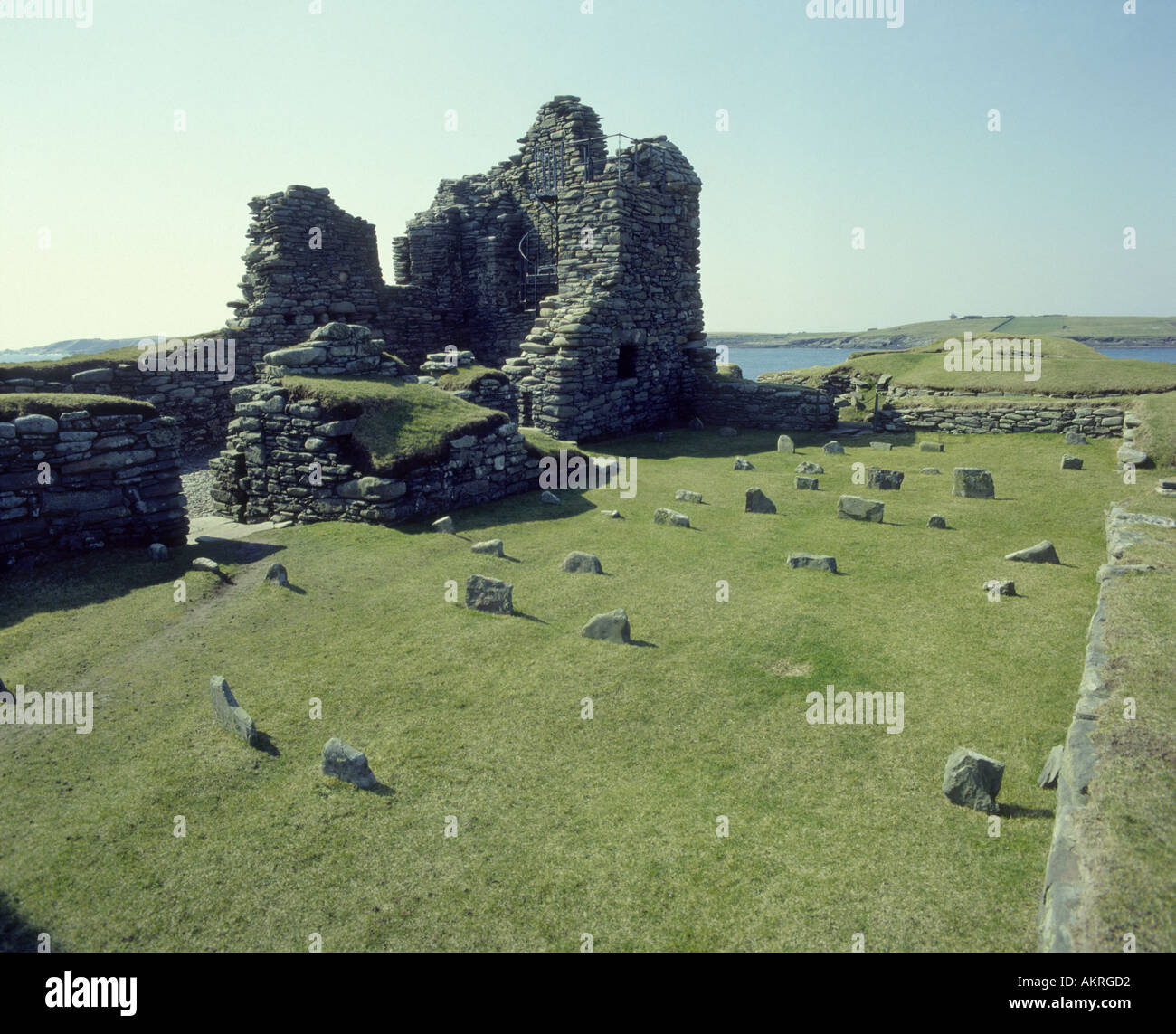 Duffus Castle stone - mantenere con parete di tamponamento Elgin Morayshire. 2530-160 GPLM Foto Stock