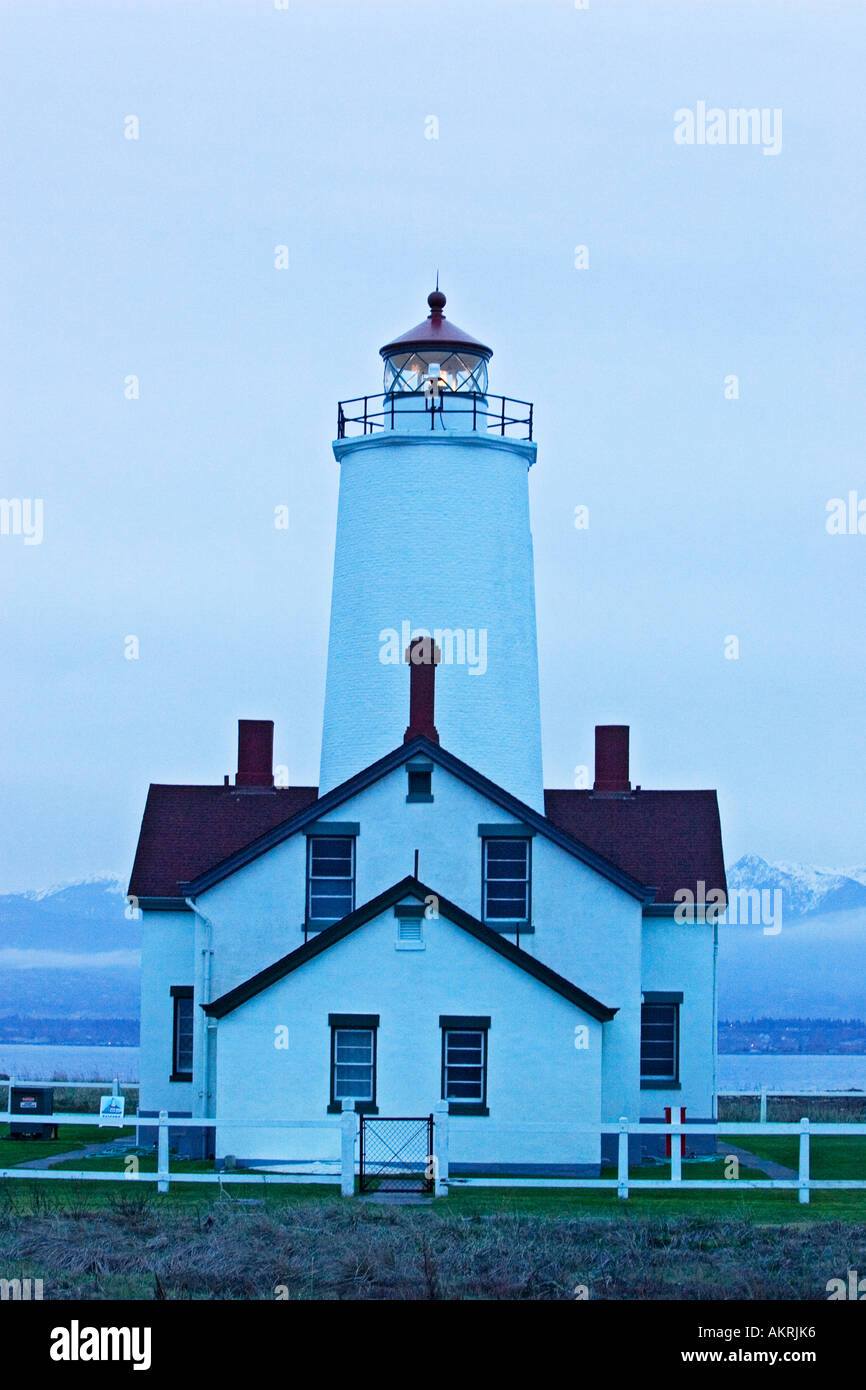 Nuovo dungeness faro, Sequim, Washington, Stati Uniti d'America Foto Stock