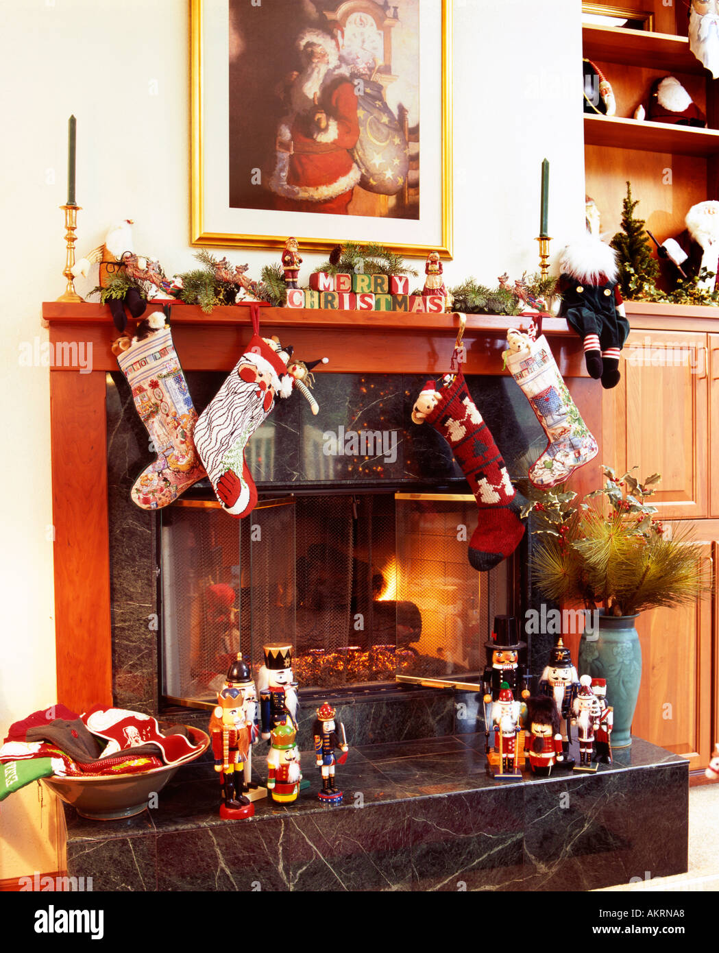 Home interno decorato per il Natale Foto Stock