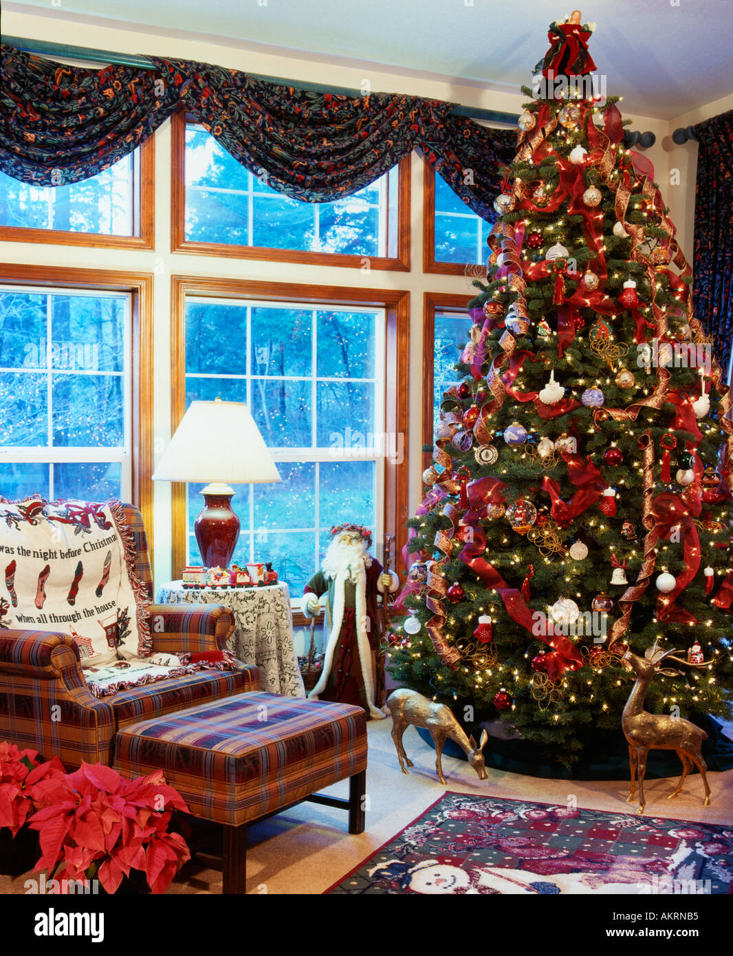 Home interno decorato per il Natale Foto Stock