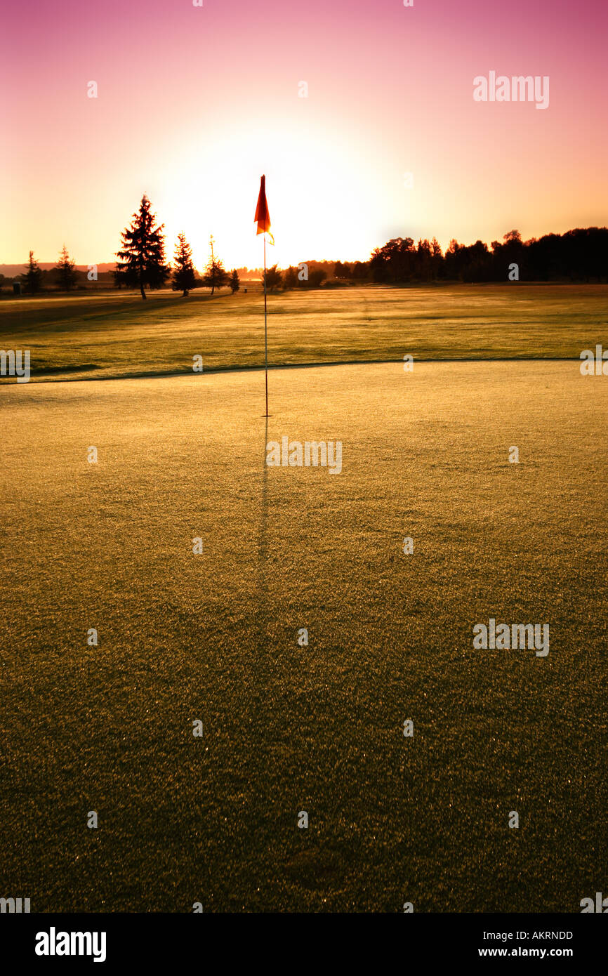 Golf Green di sunrise Foto Stock