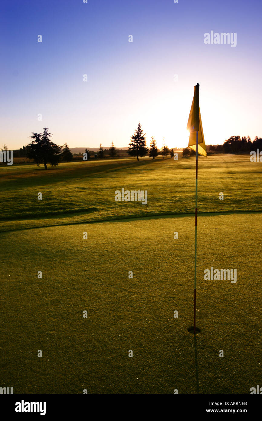 Golf Green di sunrise Foto Stock