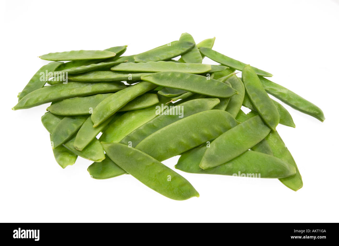 Zucchero zuckererbse pea sugarpea verdura verde veggi su sfondo bianco molto molti multi Foto Stock