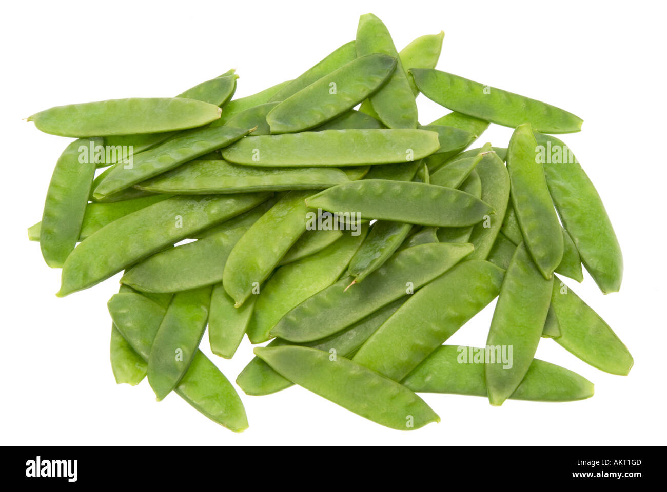 Zucchero zuckererbse pea sugarpea verdura verde veggi su sfondo bianco molto molti Foto Stock