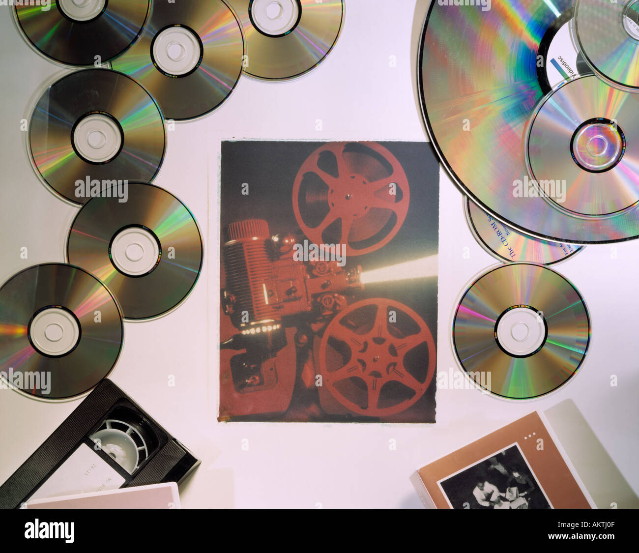 Computer cd digitale cd videocassetta s polaroid trasferire l'immagine di 16mm movie motion picture proiettore Foto Stock