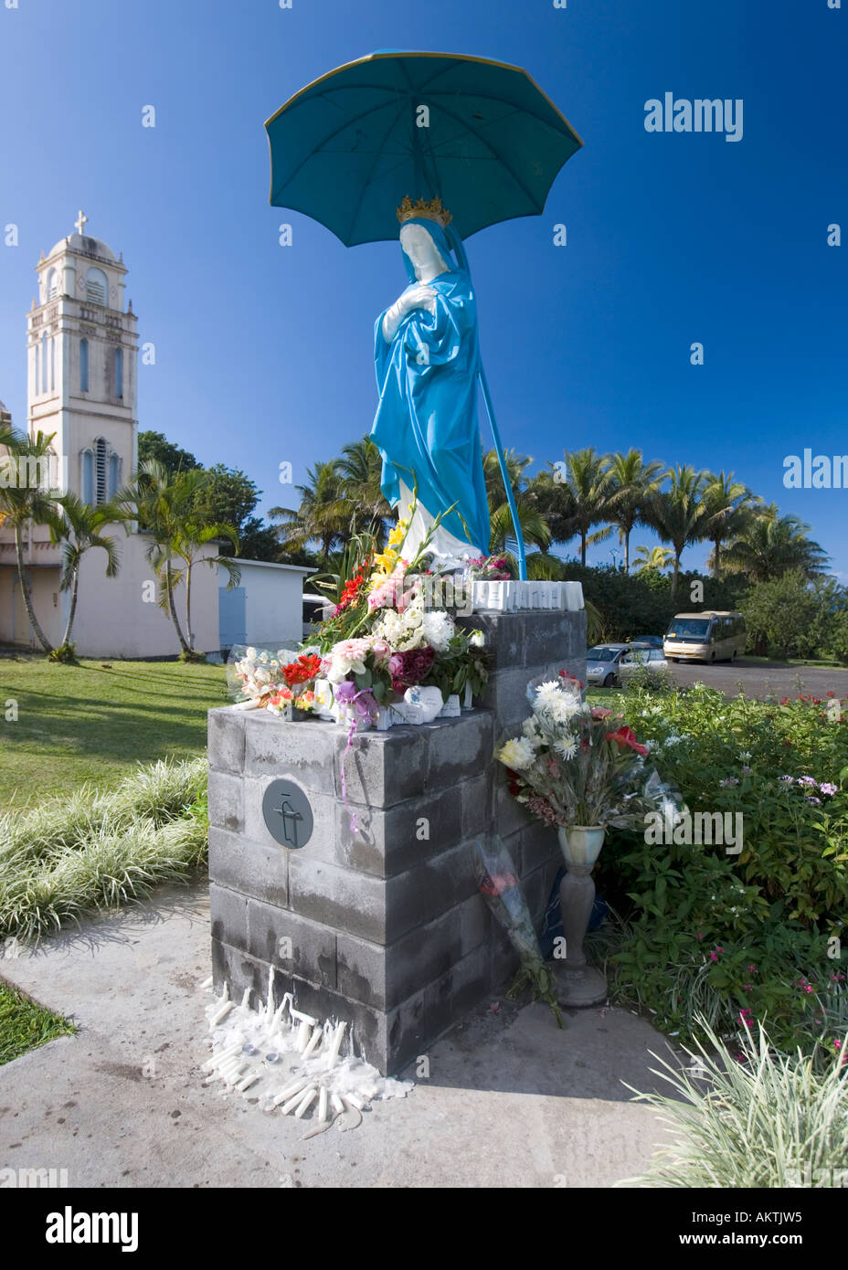 La Vierge au Parasol a Notre Dame des lave, Sainte-Rose, Réunion Foto Stock