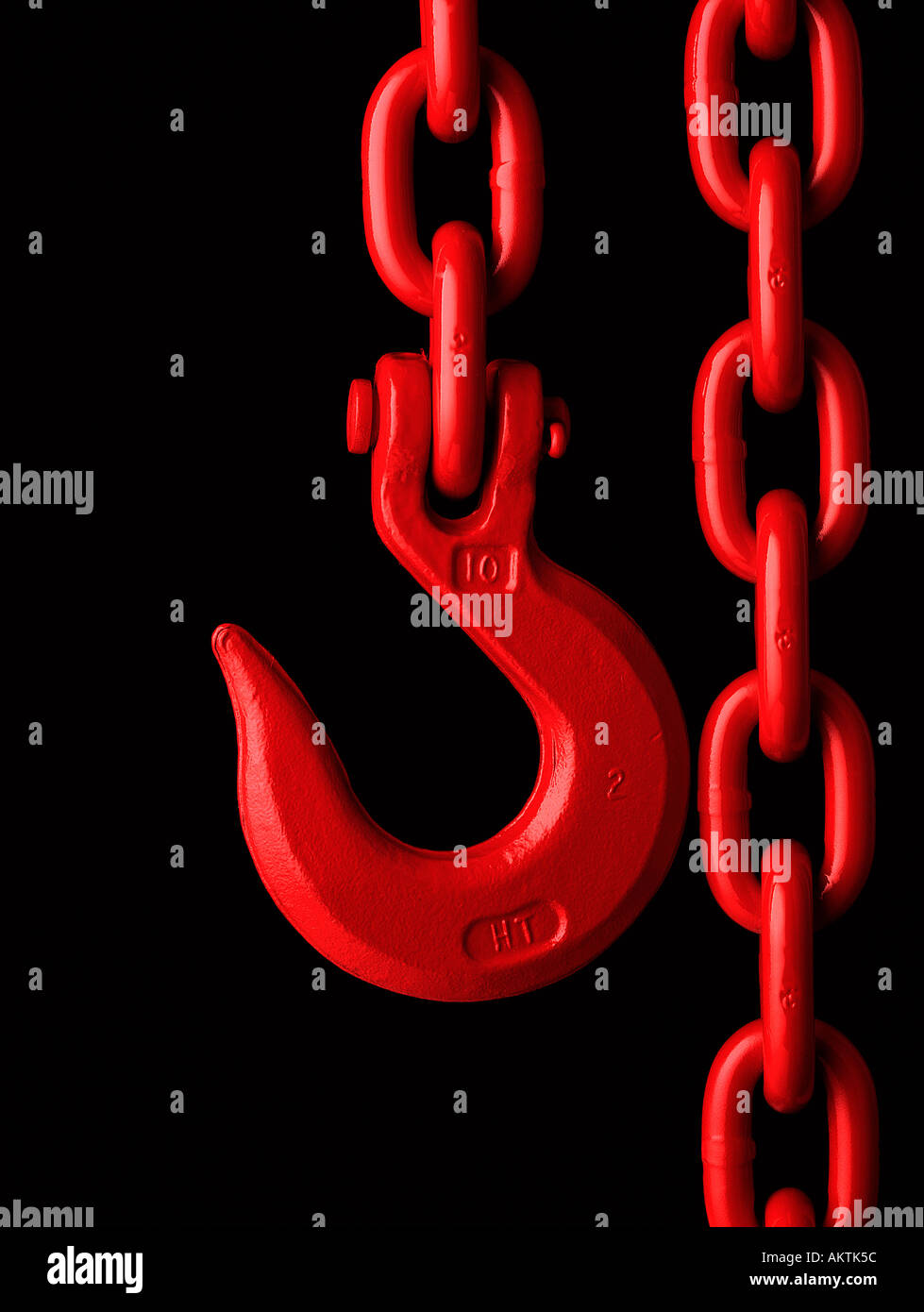 Ancora vita rosso pesante catena industriale e gancio di spazio di copia Foto Stock