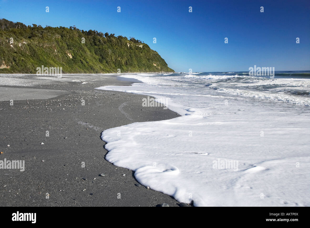 Spiaggia Okarito costa ovest di Isola del Sud della Nuova Zelanda Foto Stock