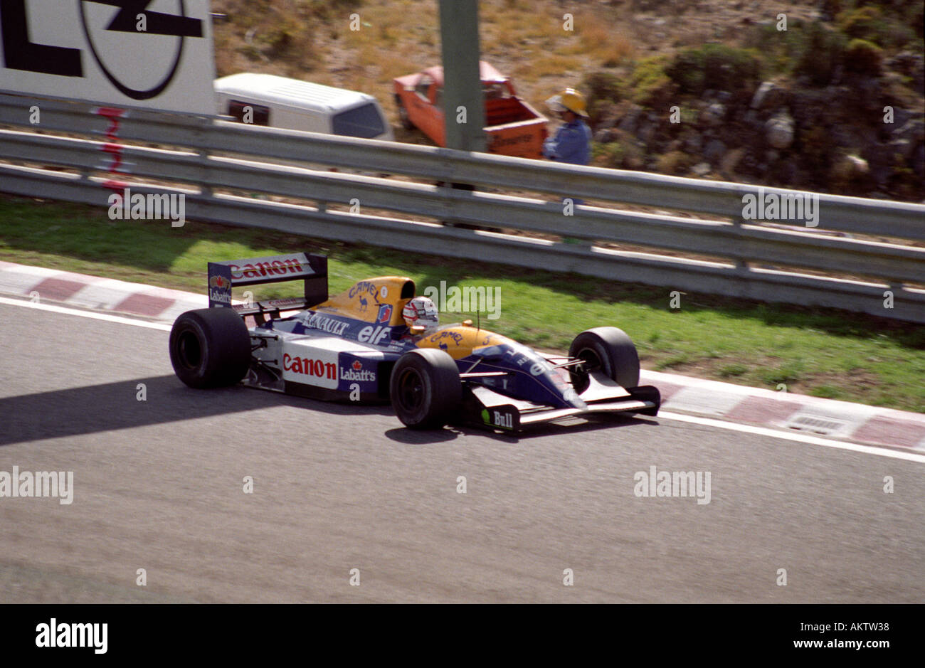 Nigel Mansell nell'Estoril GP di F1 1992 Foto Stock