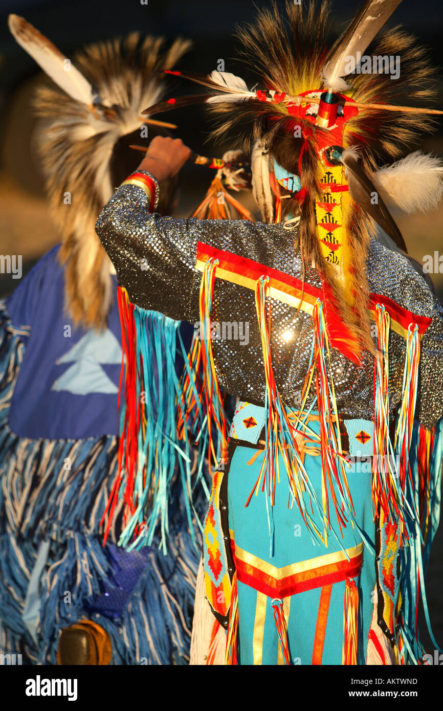 Nativi indiani americani a Pow Wow evento Foto Stock