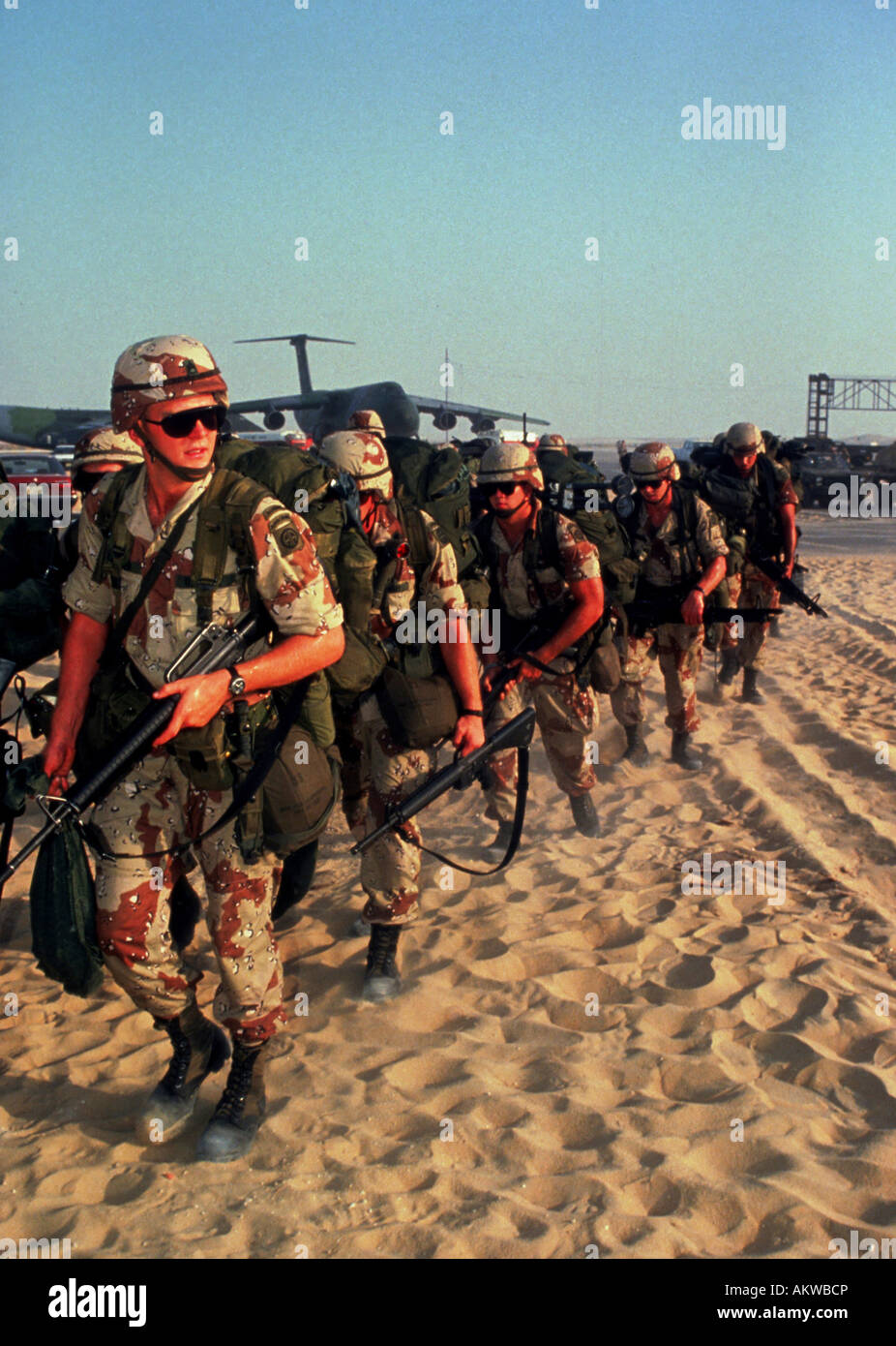 Alcune delle prime truppe Usa arrivano in Arabia Saudita in agosto 1990 Foto Stock