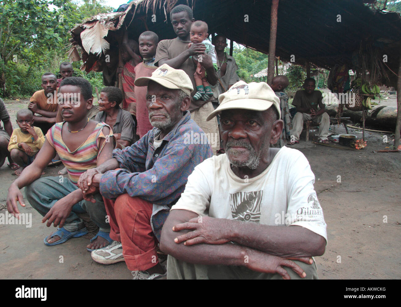 Pigmei Mbuti anziani Foto Stock