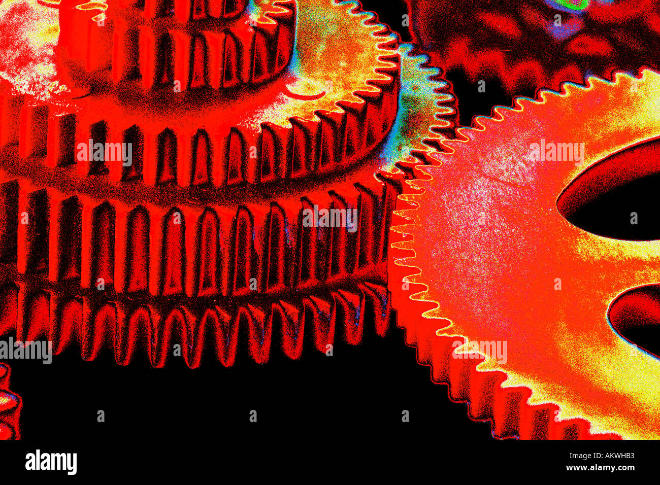 Denti ruote close up dettaglio concetto astratto di colore rosso Foto Stock