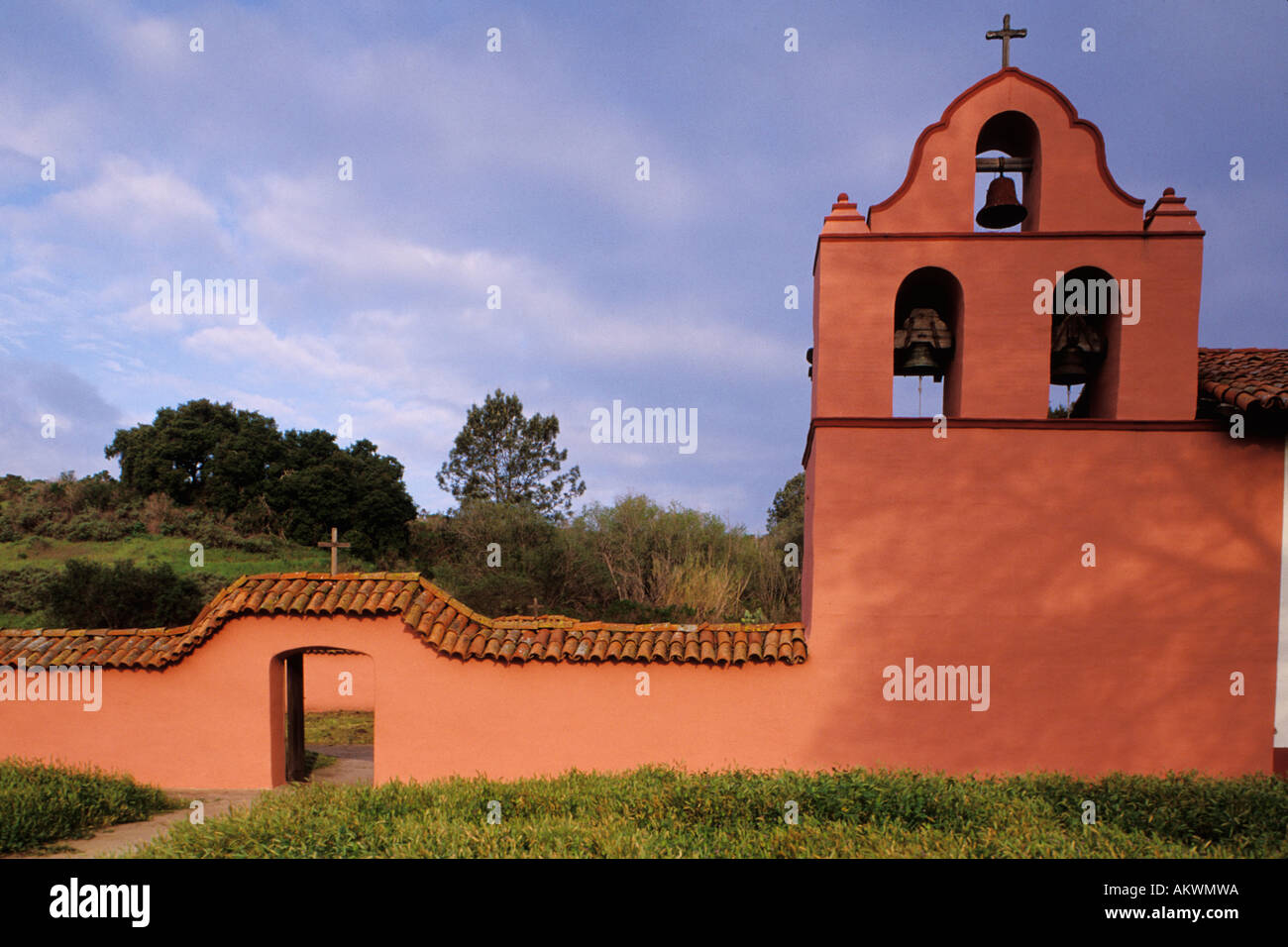 California, missioni, il Campanile, La Purisima missione Foto Stock