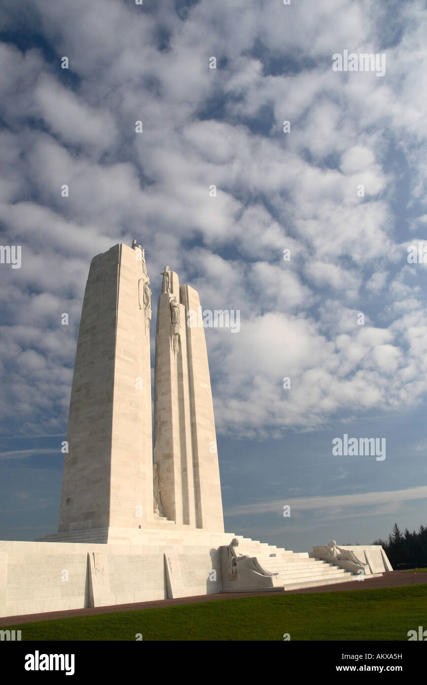 Il memoriale di guerra canadese morto a Vimy Ridge nel nord della Francia Foto Stock