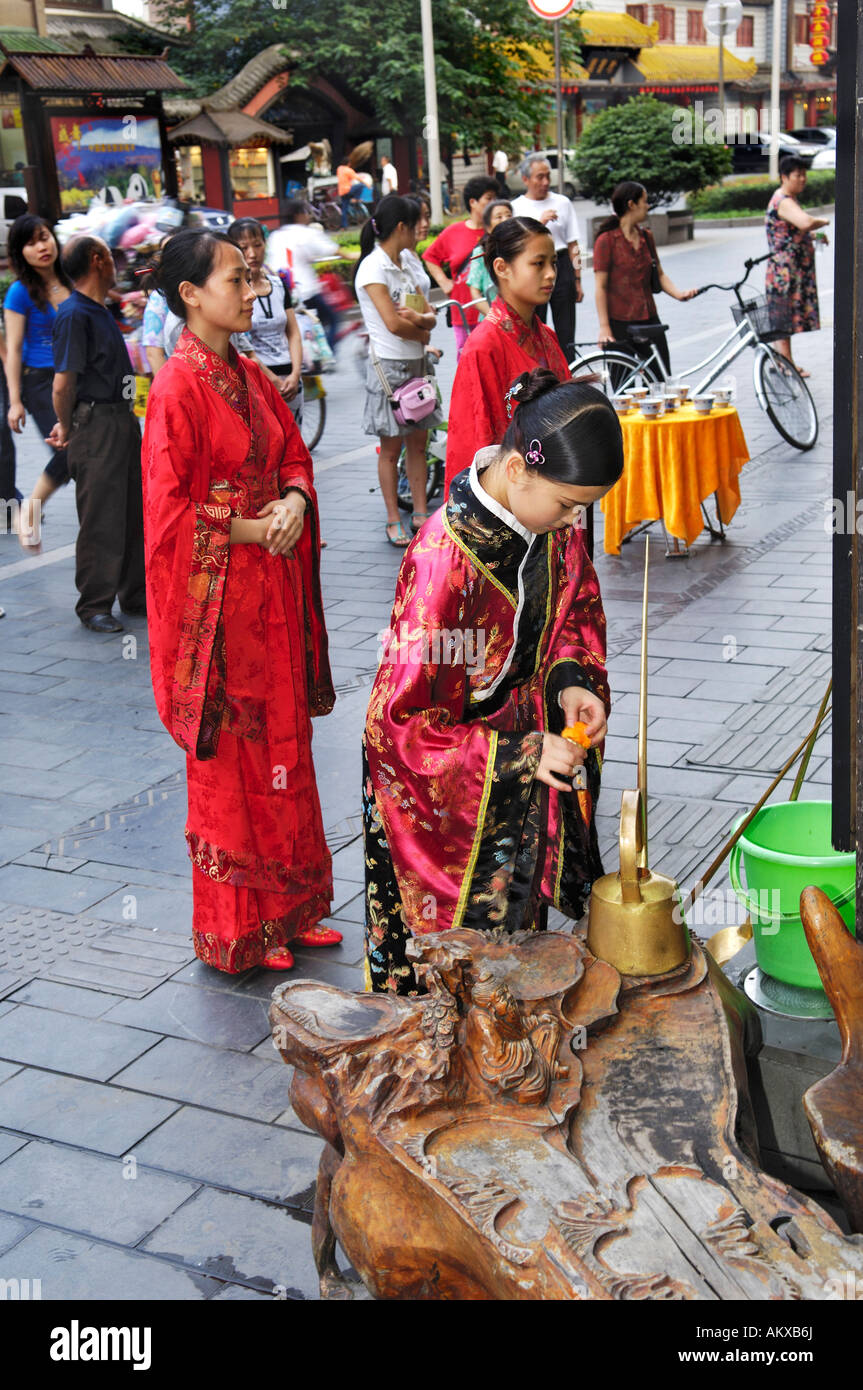 La cerimonia del tè, Chengdu Sichuan, Cina Foto Stock