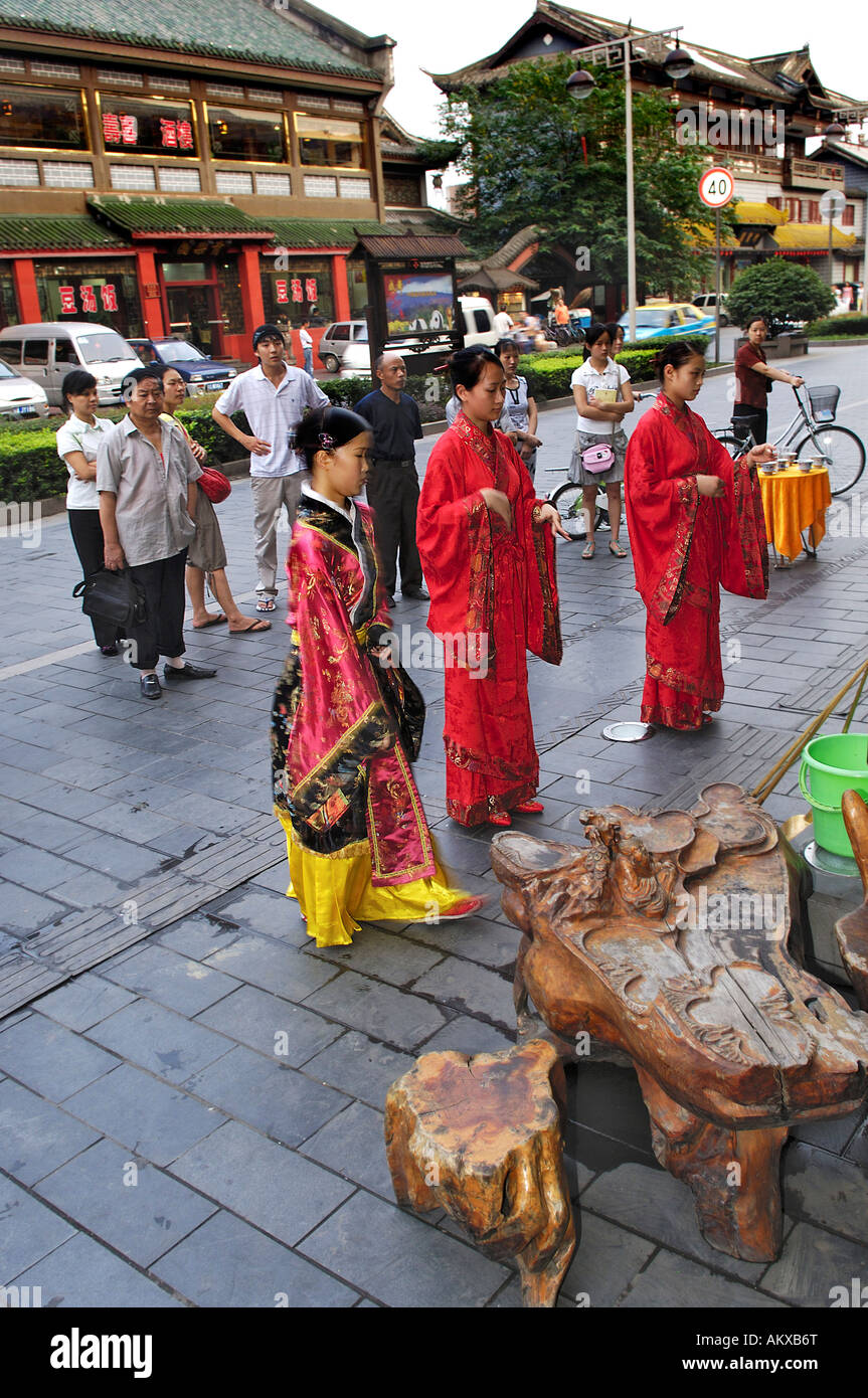 La cerimonia del tè, Chengdu Sichuan, Cina Foto Stock