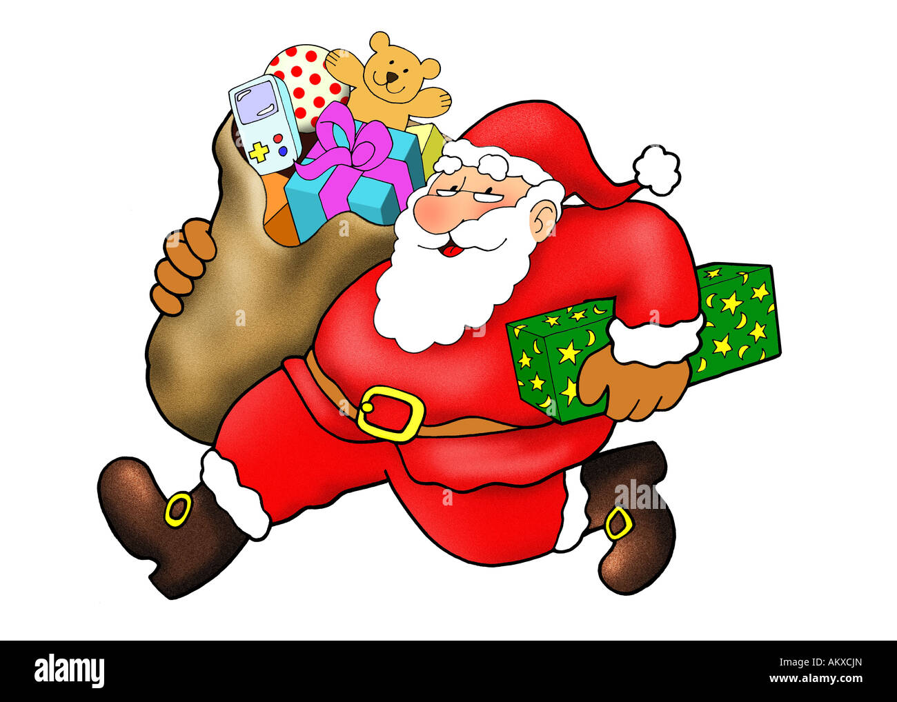 Babbo Natale con i doni, íllustration Foto Stock