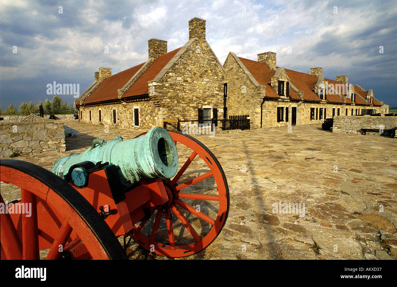 Fort Ticonderoga e polvere nera Cannon New York STATI UNITI D'AMERICA Foto Stock