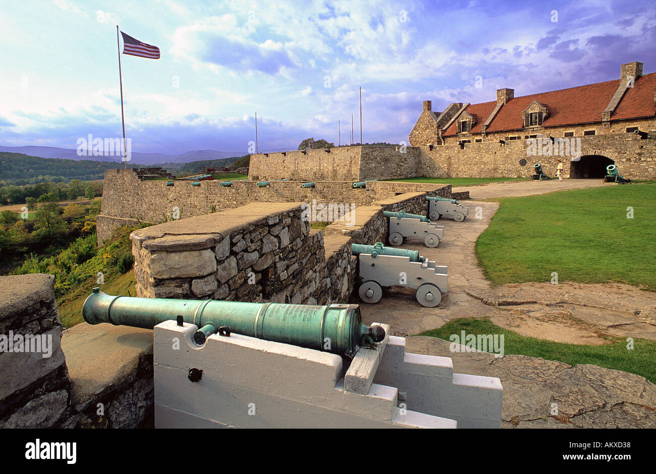 Fort Ticonderoga e polvere nera Cannon New York STATI UNITI D'AMERICA Foto Stock
