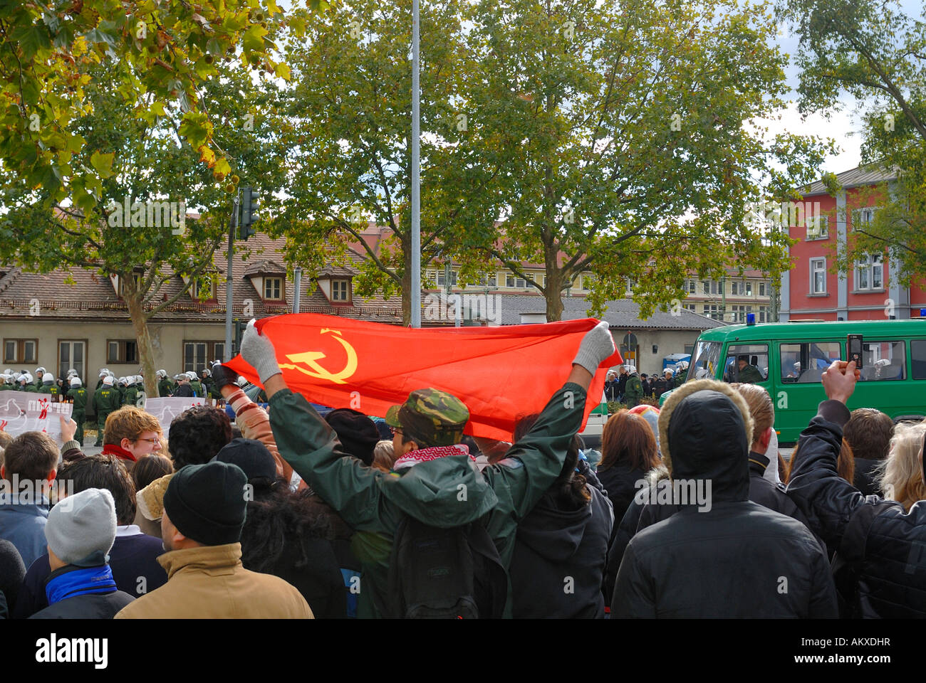 L'ala sinistra demonstrants - Germania, Europa - Baden Wuerttemberg, Germania, Europa. Foto Stock