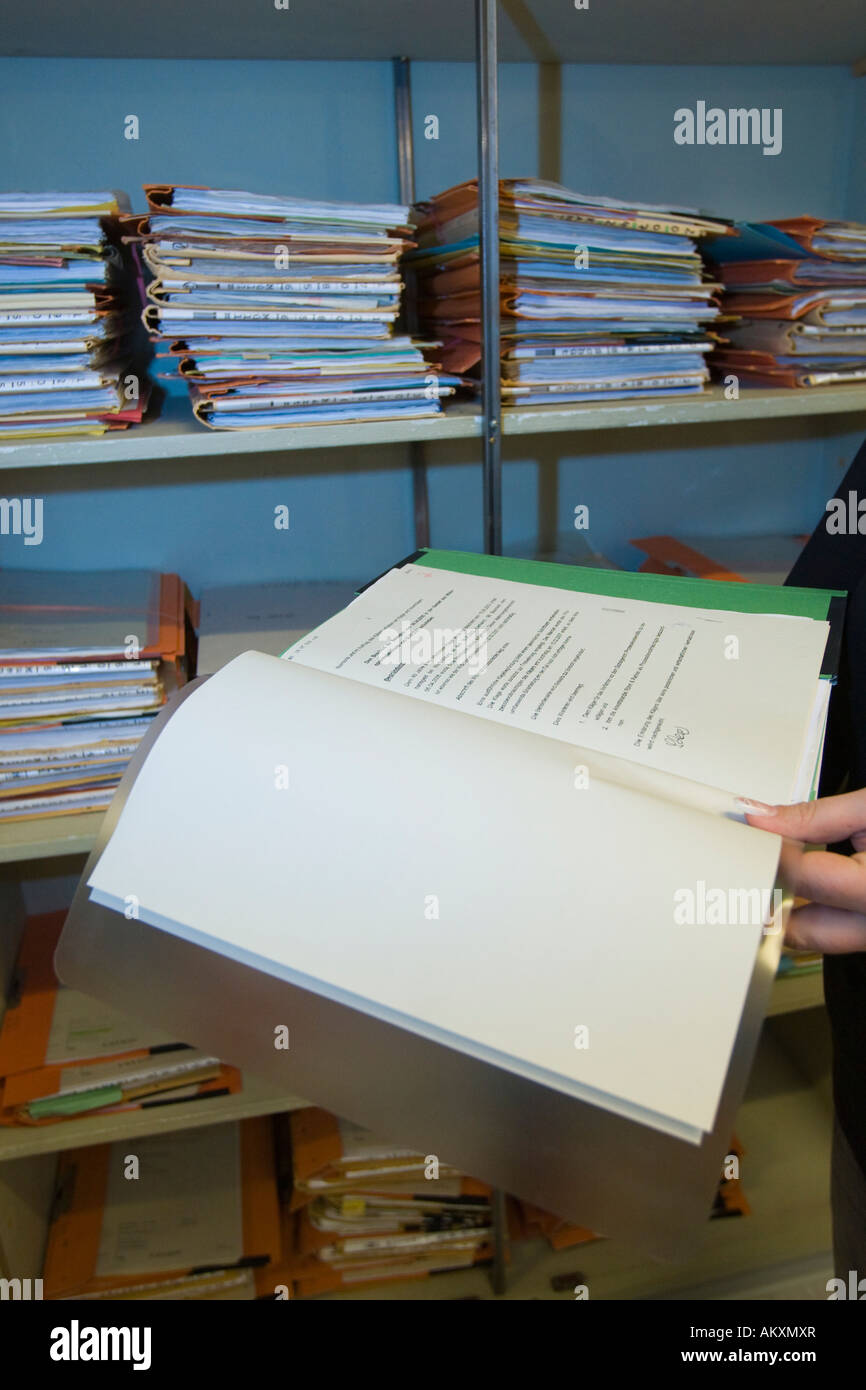 File nel tribunale sociale, Germania. Foto Stock