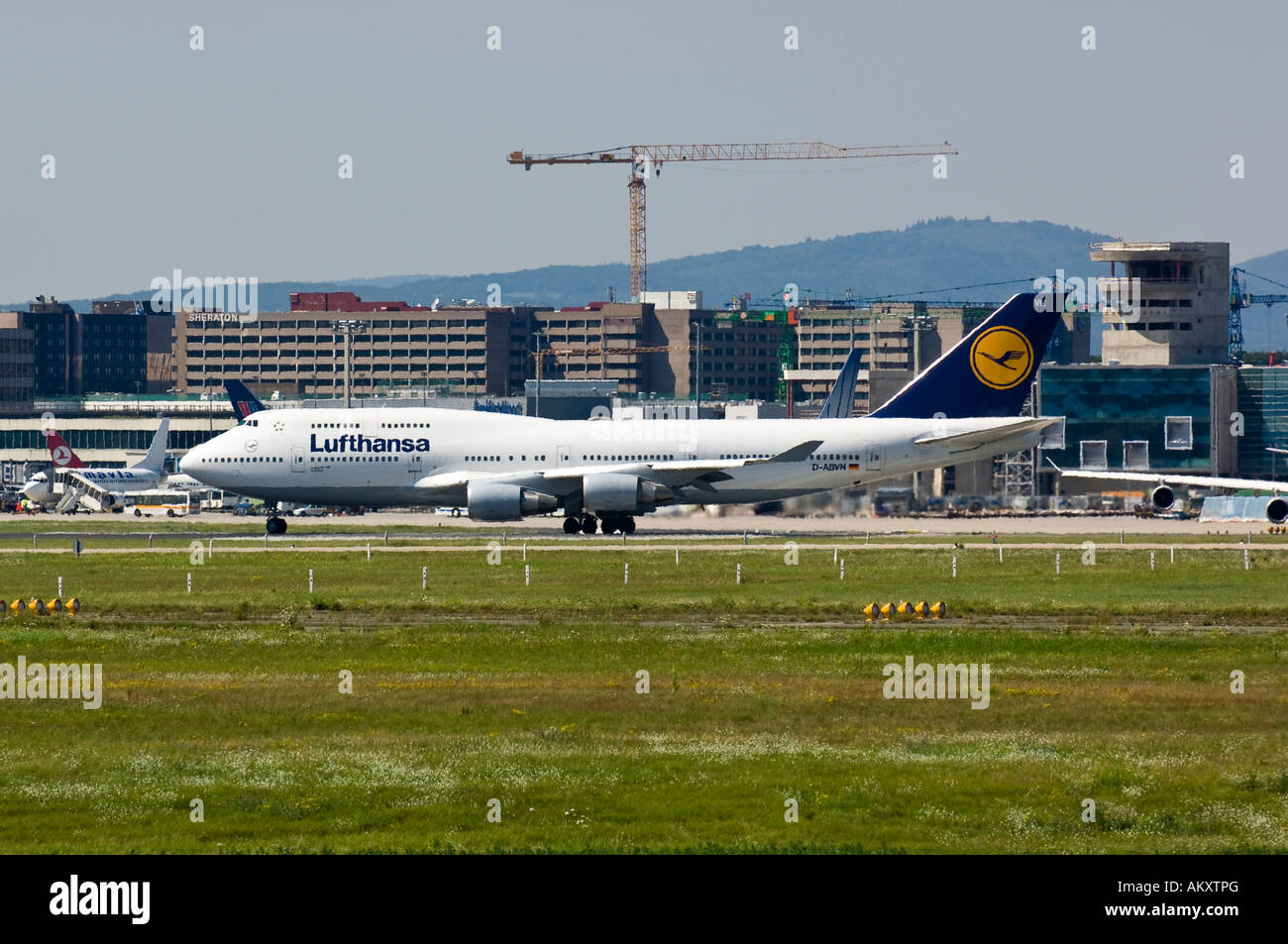 Lufthansa Boing 747, Airport Frankfurt am Main, Hesse, Germania Foto Stock