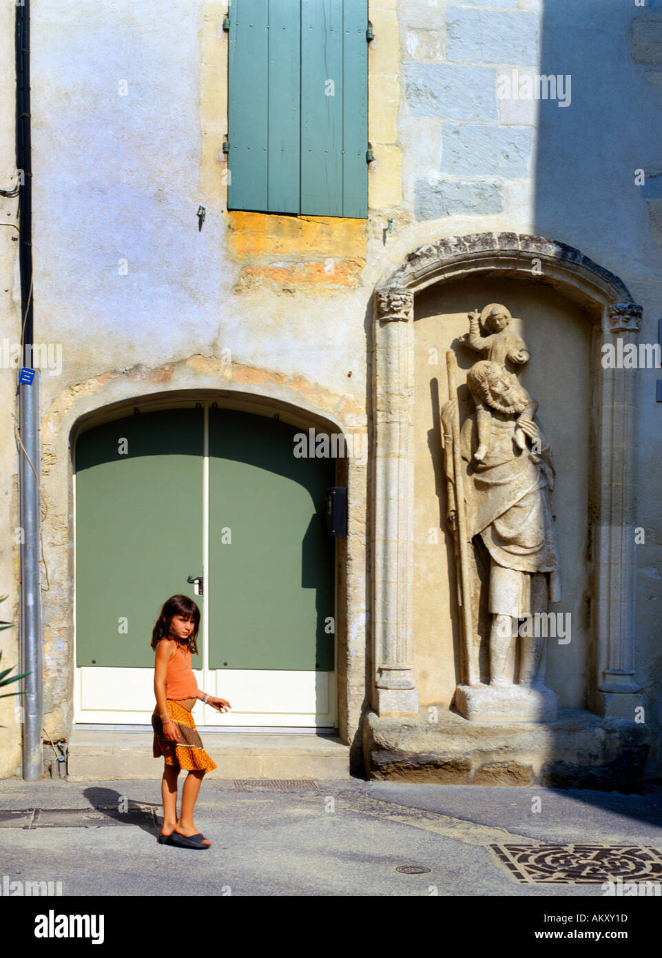 Boulbon Provenza Francia xiv secolo statua di San Cristoforo Foto Stock
