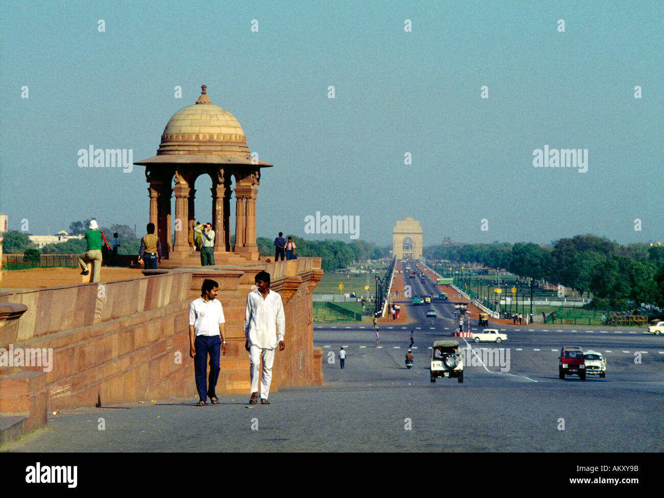 Delhi India vista centrale Edifici Governativi Rajpath Foto Stock