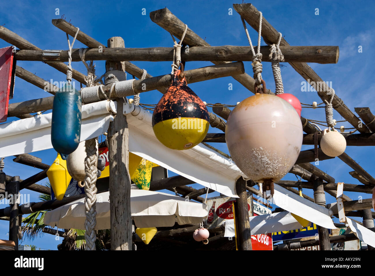 Decorazione presso il ristorante Jockey Club, Ibiza, Baleares, Spagna Foto Stock