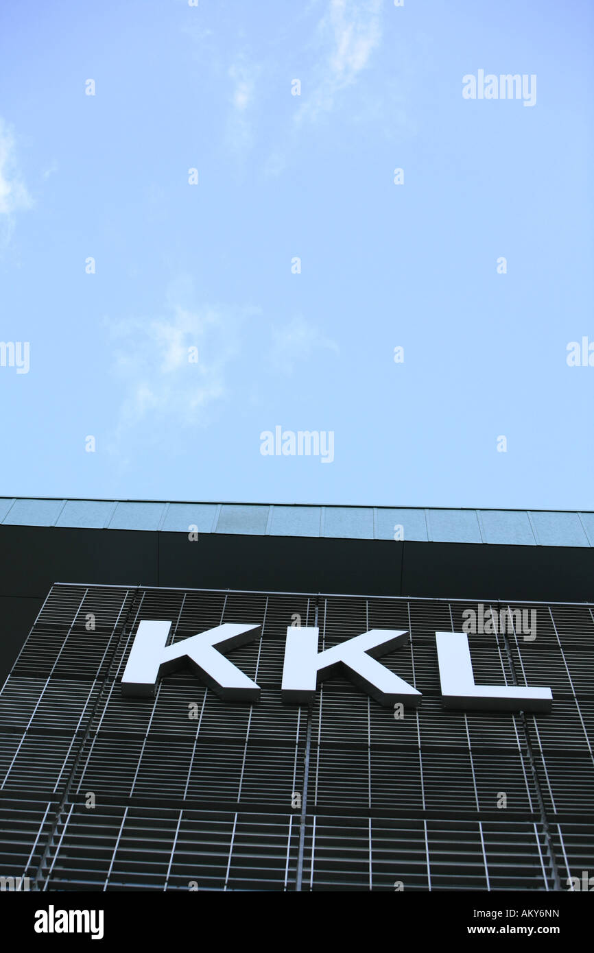 Segno presso il Centro Cultura e Congressi KKL, Lucerna, Svizzera Foto Stock