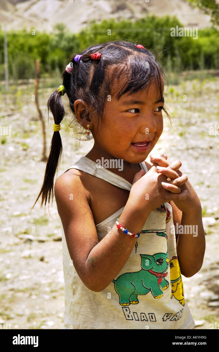 Ragazza tibetana, vicino a Lhasa, in Tibet Foto Stock