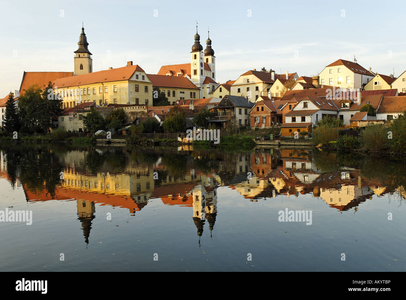 Il centro storico di Telc, Sito Patrimonio Mondiale dell'Unesco, Moravia Repubblica Ceca Foto Stock
