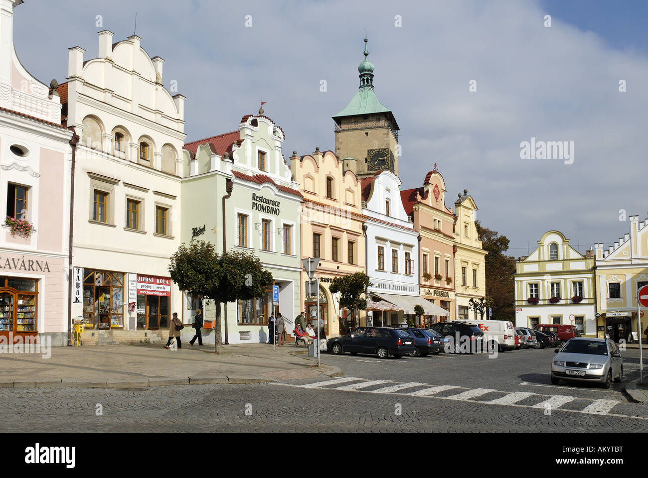 Marketsquare storico di Havlickuv Brod, Boemia del Sud, Repubblica Ceca Foto Stock