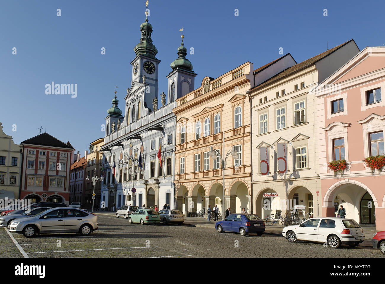 Il centro storico di Ceske Budejovice, Budweis, Budvar, Boemia del Sud, Repubblica Ceca Foto Stock