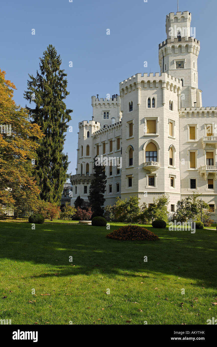 Il Castello di Hluboka, Boemia del Sud, Repubblica Ceca Foto Stock