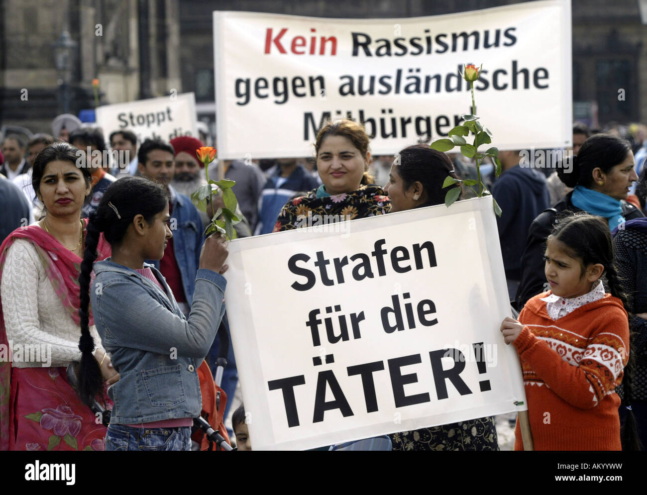 La protesta degli Indiani contro il fascismo in Dresden Germania orientale Sassonia Foto Stock